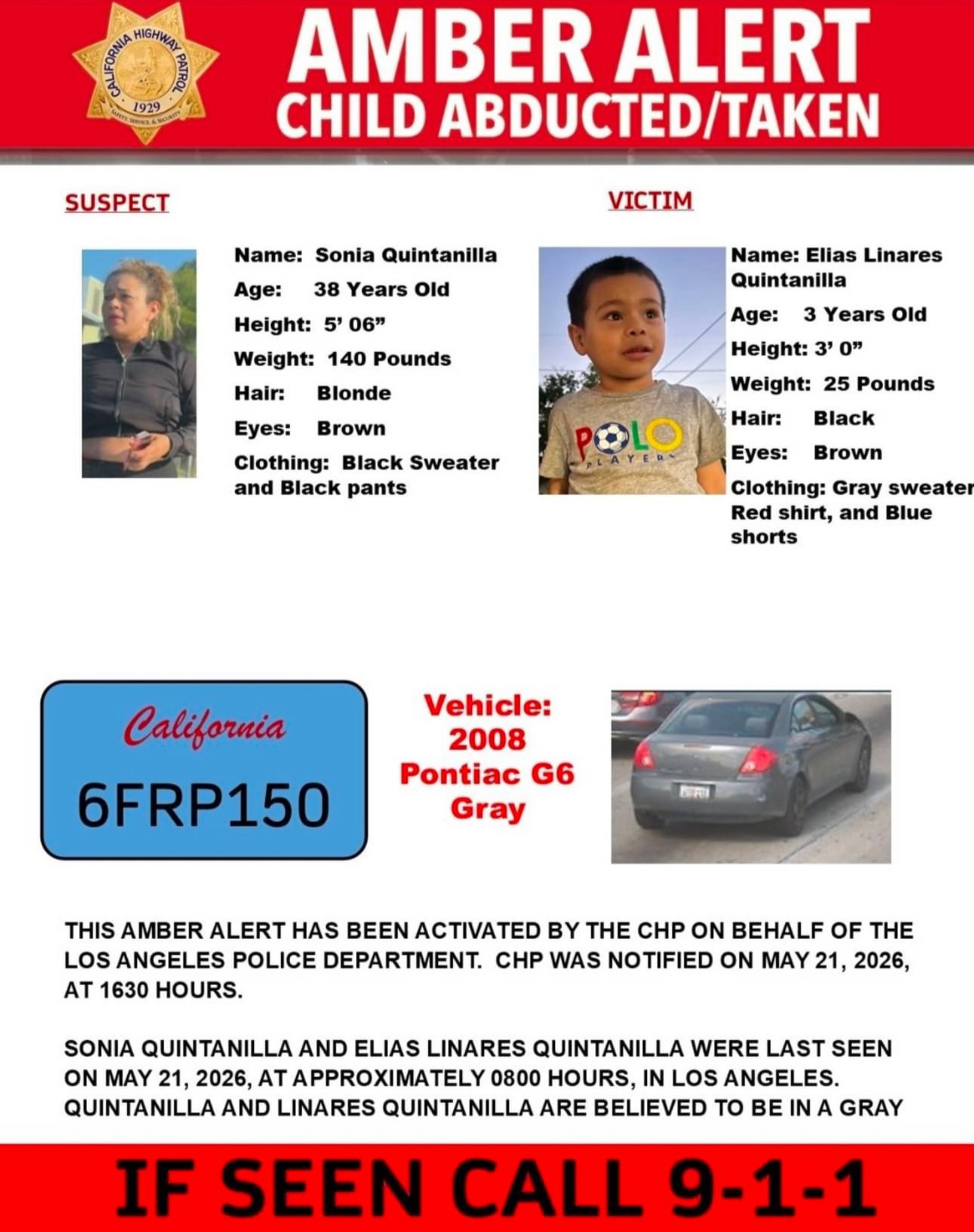 Elias Linares Quintanilla Los Angeles, CA Missing Child