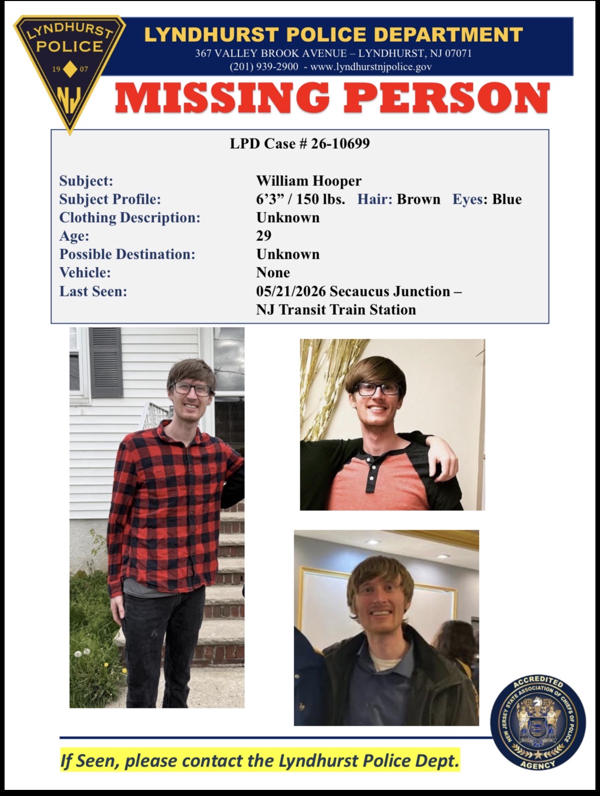 William Hooper Lyndhurst, NJ Missing Person